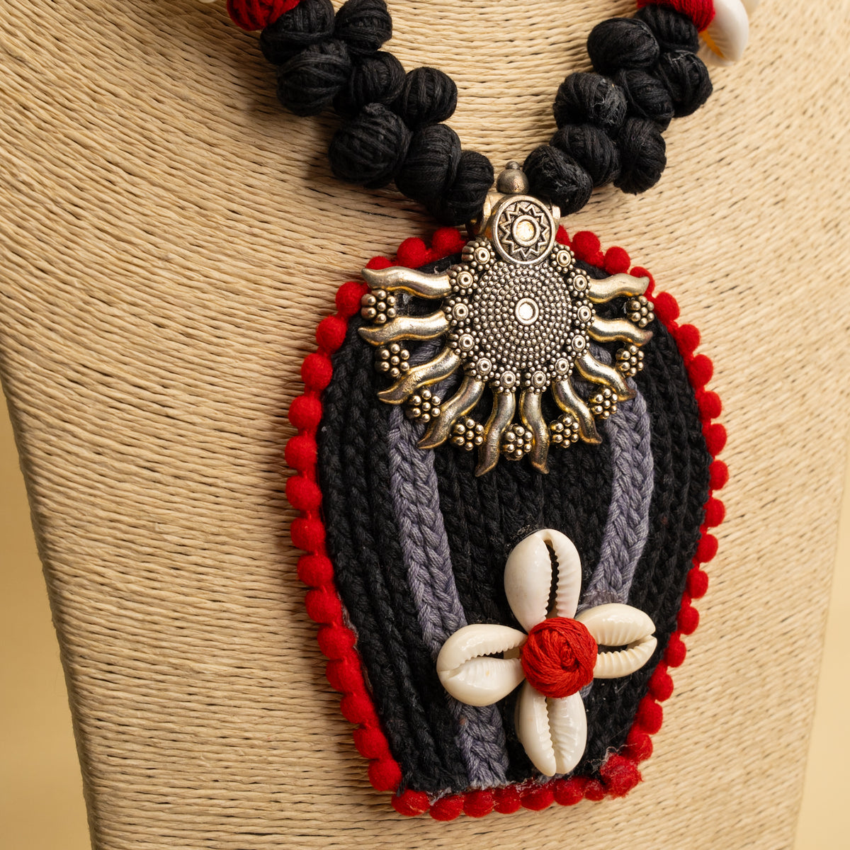 HINAYA FABRIC AND BEADS HANDMADE AND HANDSTICHED MALA/ NECKPIECE ML97