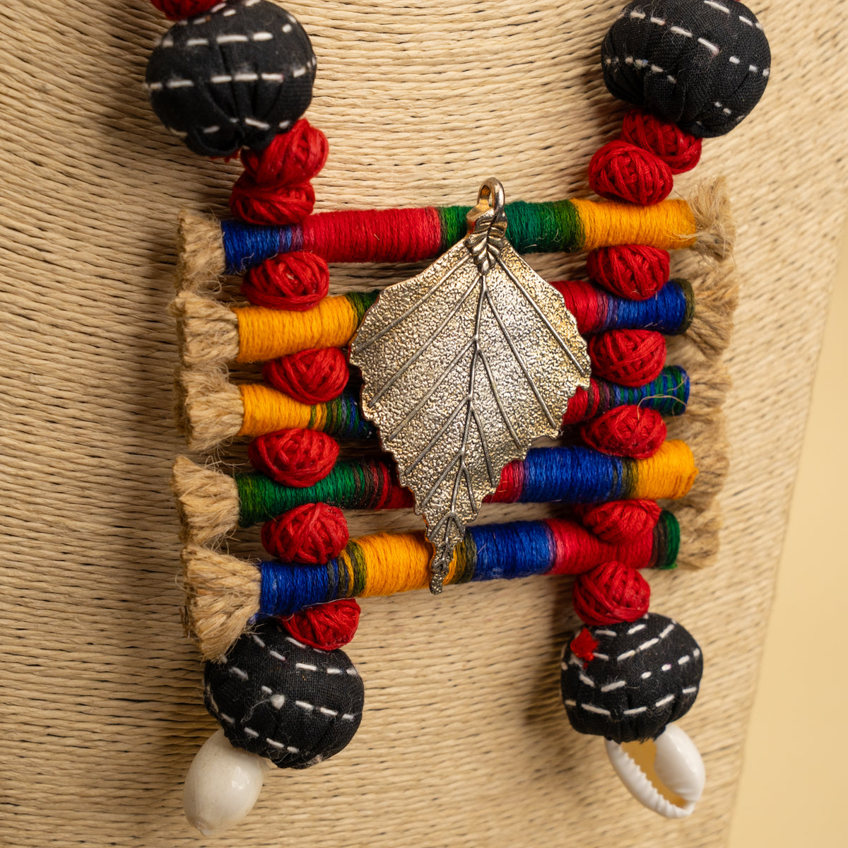 VINOLA FABRIC AND BEADS HANDMADE AND HANDSTICHED MALA/ NECKPIECE ML93