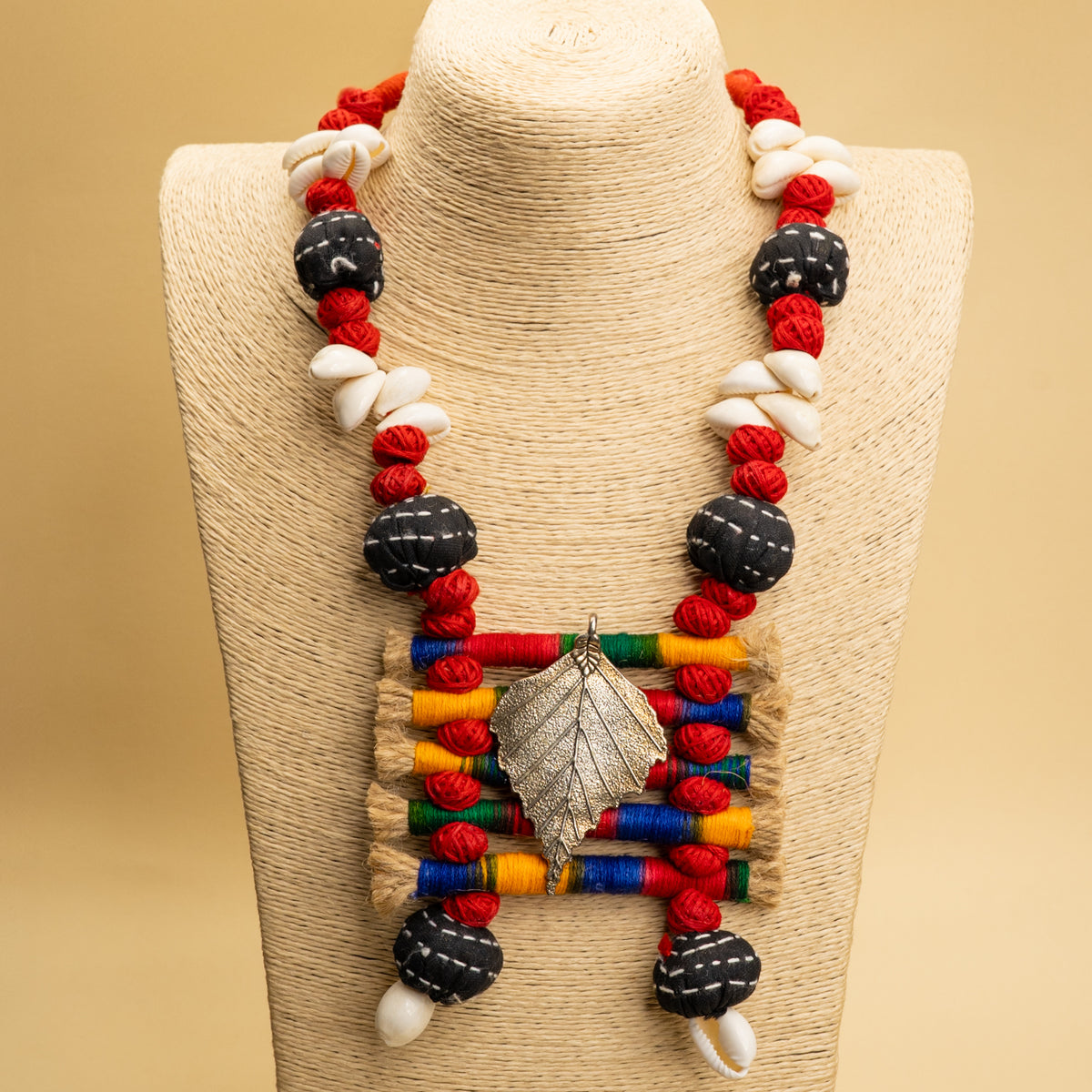 VINOLA FABRIC AND BEADS HANDMADE AND HANDSTICHED MALA/ NECKPIECE ML93