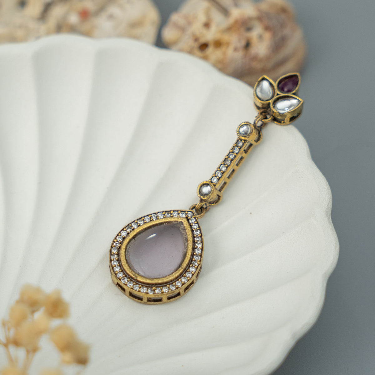 MILA SEMI HANDMADE MONALISA STONE EARRINGS/DANGLER ER911