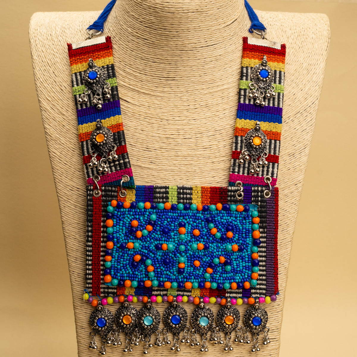 TATUM FABRIC AND BEADS HANDMADE AND HANDSTICHED MALA/ NECKPIECE ML128