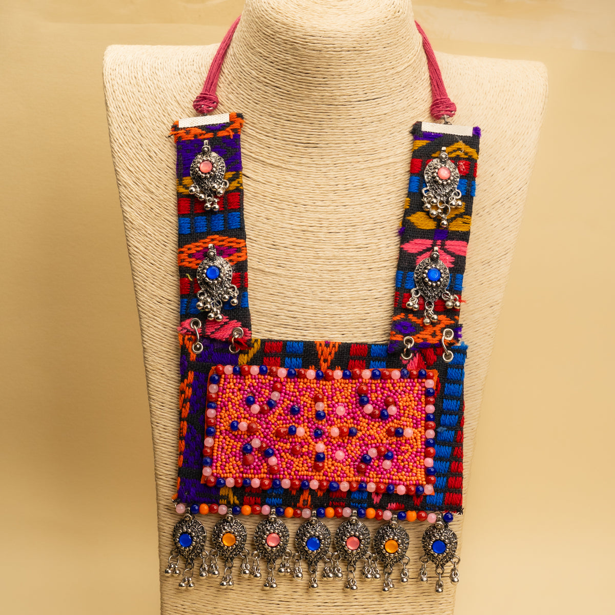 TATUM FABRIC AND BEADS HANDMADE AND HANDSTICHED MALA/ NECKPIECE ML128