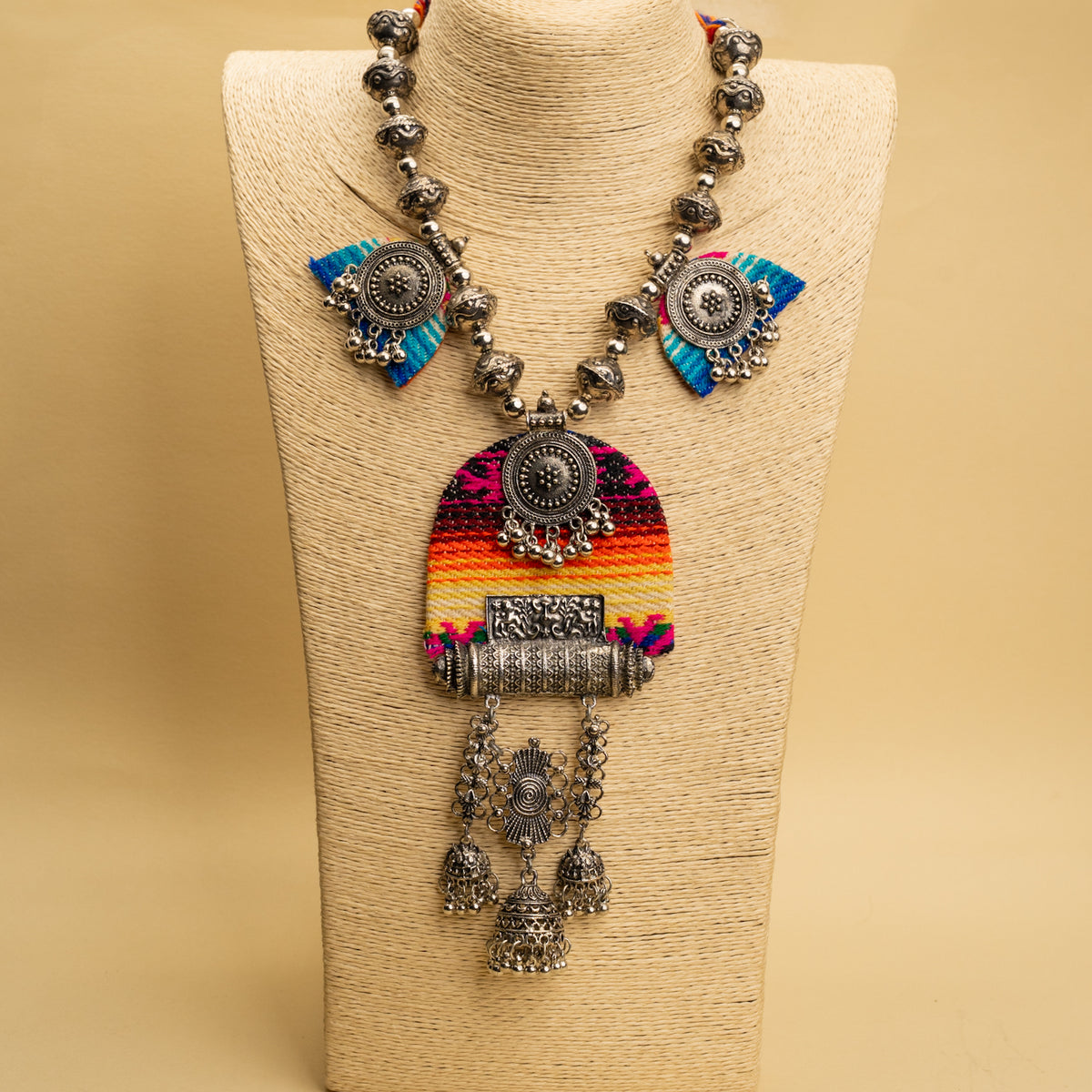 NOAH FABRIC AND BEADS HANDMADE AND HANDSTICHED MALA/ NECKPIECE ML131