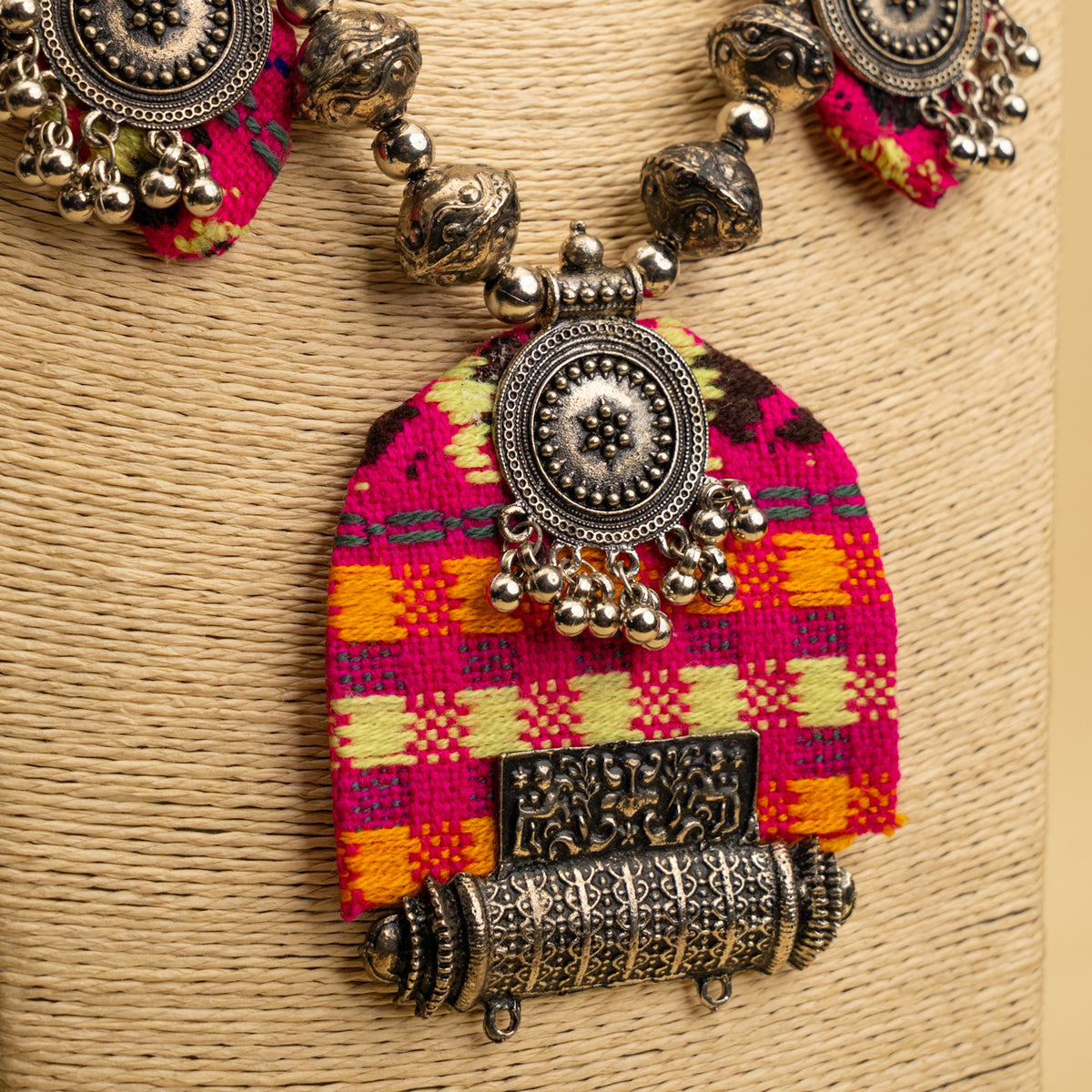 NOAH FABRIC AND BEADS HANDMADE AND HANDSTICHED MALA/ NECKPIECE ML131