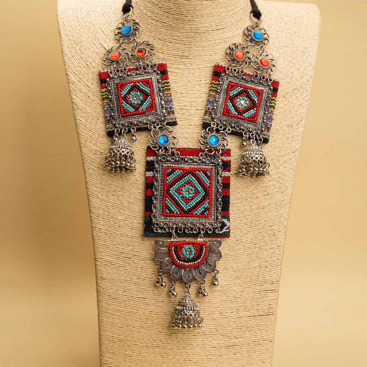 THOENIX FABRIC AND BEADS HANDMADE AND HANDSTICHED MALA/ NECKPIECE ML130