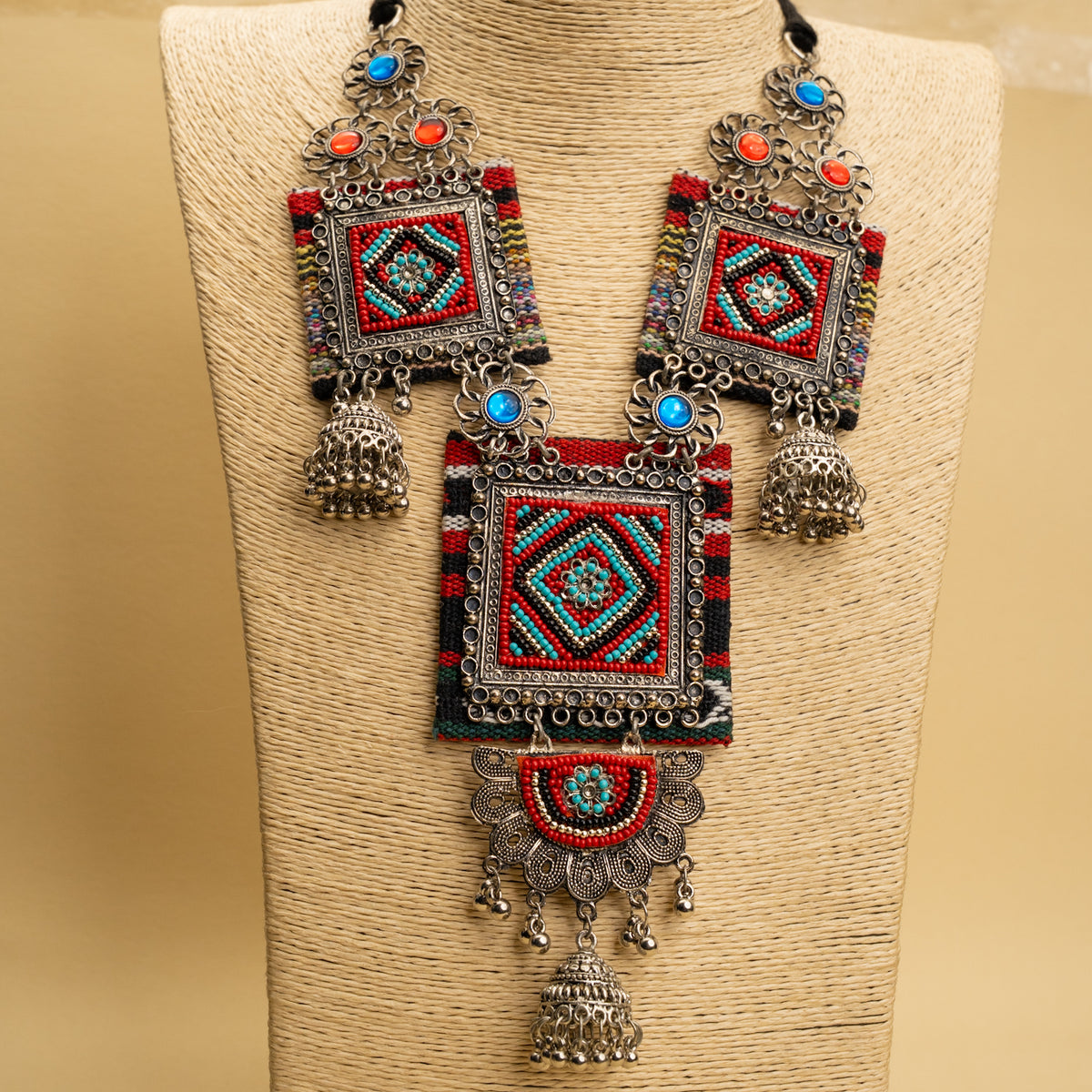 THOENIX FABRIC AND BEADS HANDMADE AND HANDSTICHED MALA/ NECKPIECE ML130