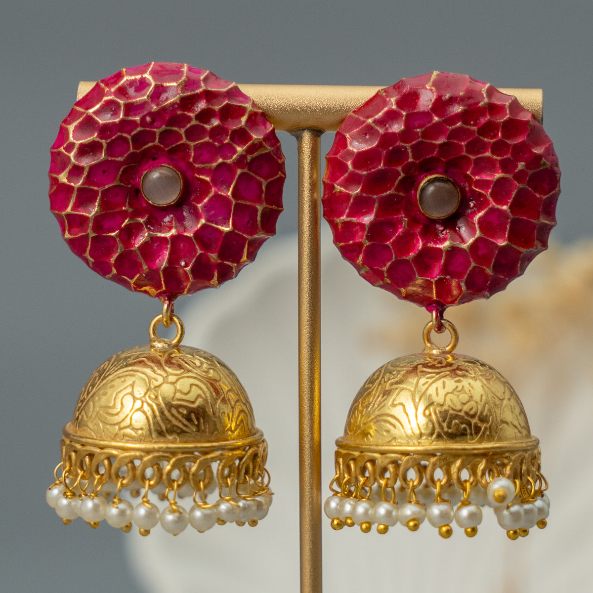 RAYCO HANDMADE AND HANDPAINTED GOLDTONED JHUMKA ER107