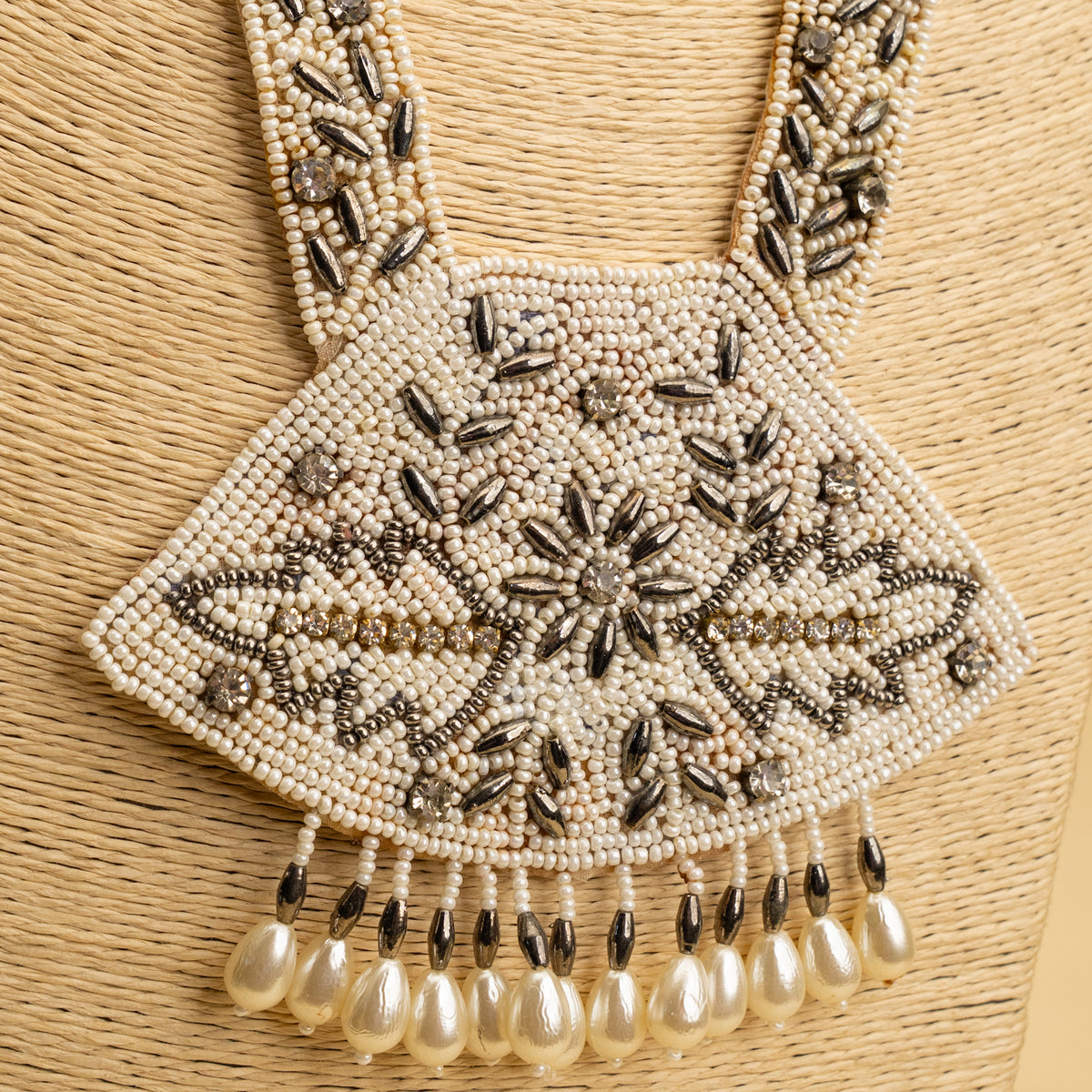 MILA FABRIC AND BEADS HANDMADE AND HANDSTICHED MALA/ NECKPIECE ML132