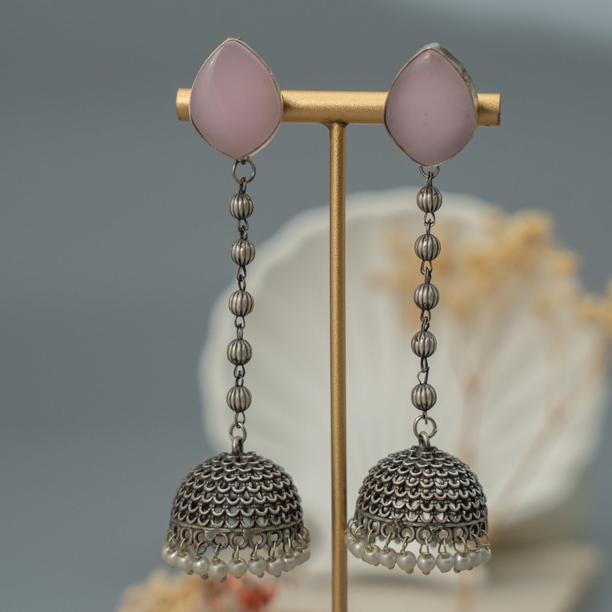 SIBI PIE SILVER LOOK ALIKE SEMI HANDMADE JHUMKA ER247