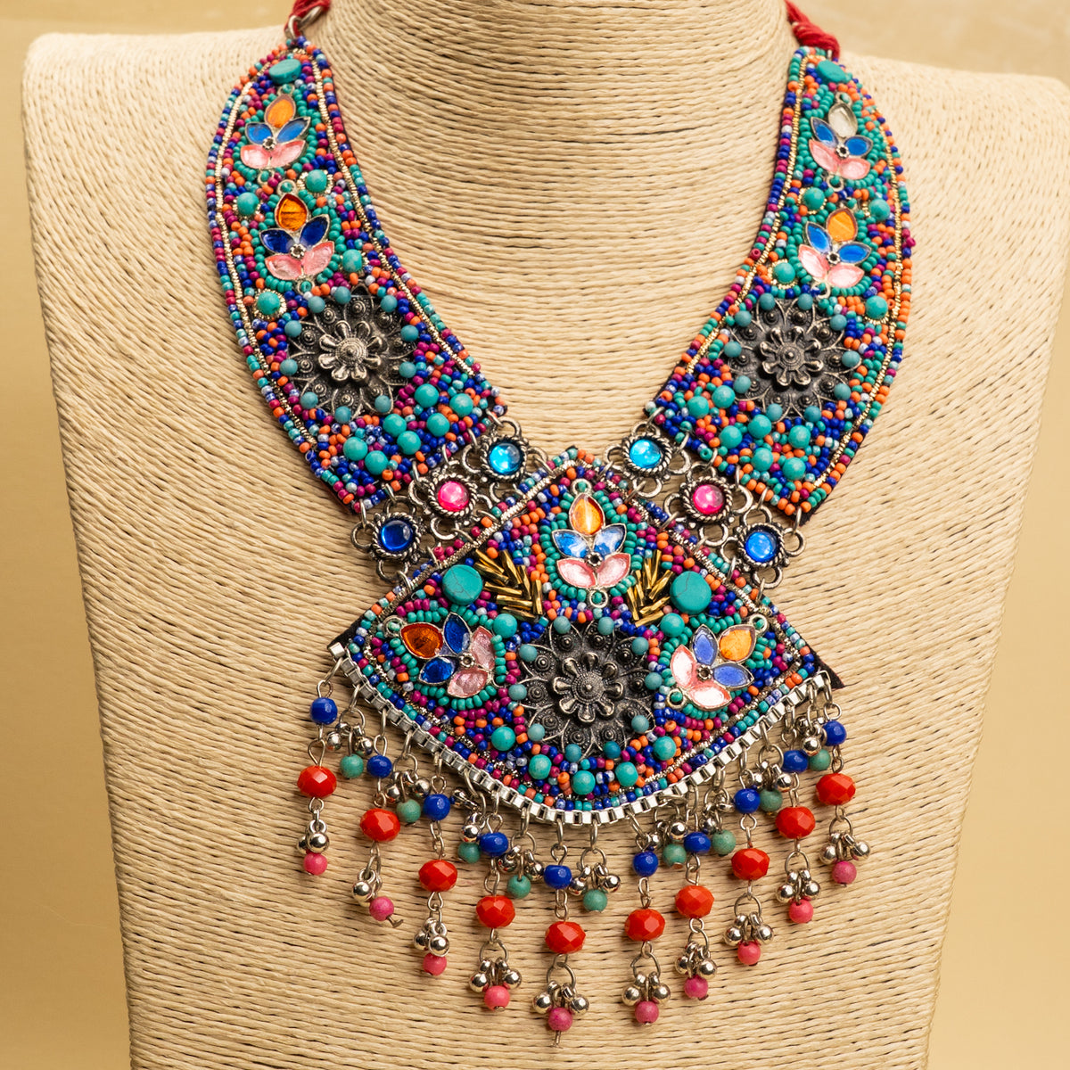 ELLA FABRIC AND BEADS HANDMADE AND HANDSTICHED MALA/ NECKPIECE ML137