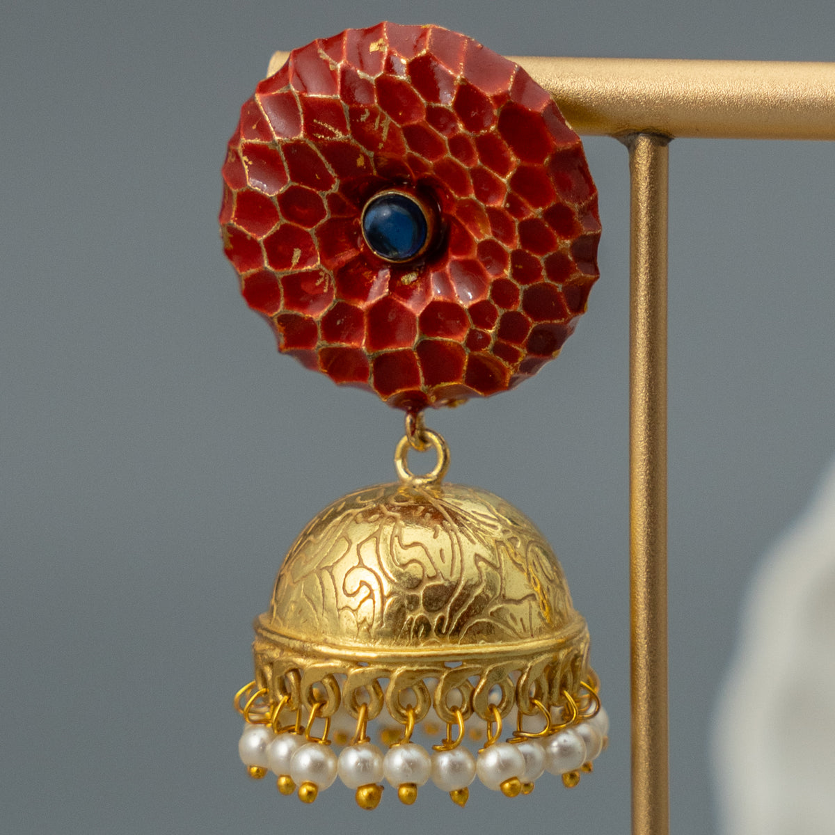 RAYCO HANDMADE AND HANDPAINTED GOLDTONED JHUMKA ER107