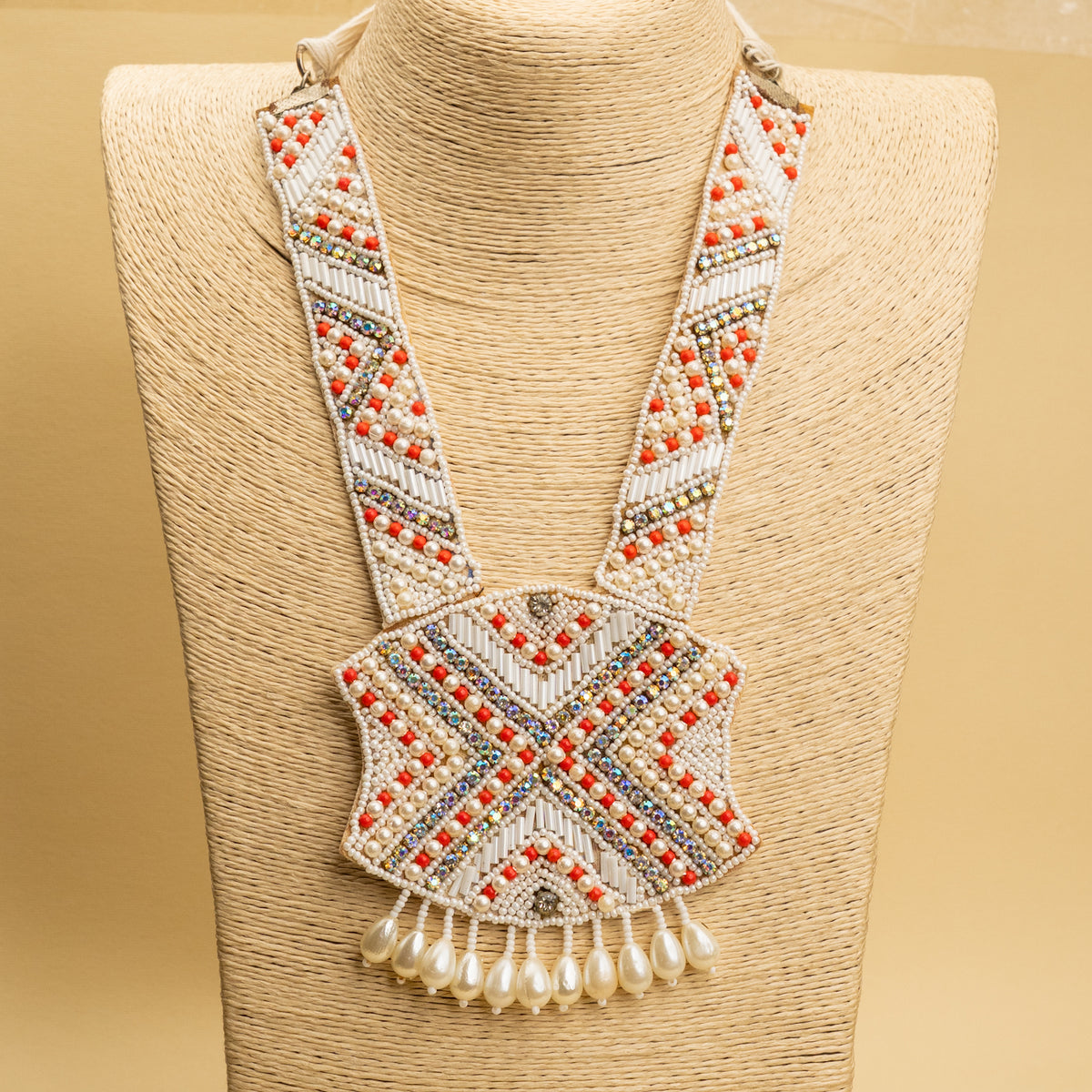 ORION FABRIC AND BEADS HANDMADE AND HANDSTICHED MALA/ NECKPIECE ML141