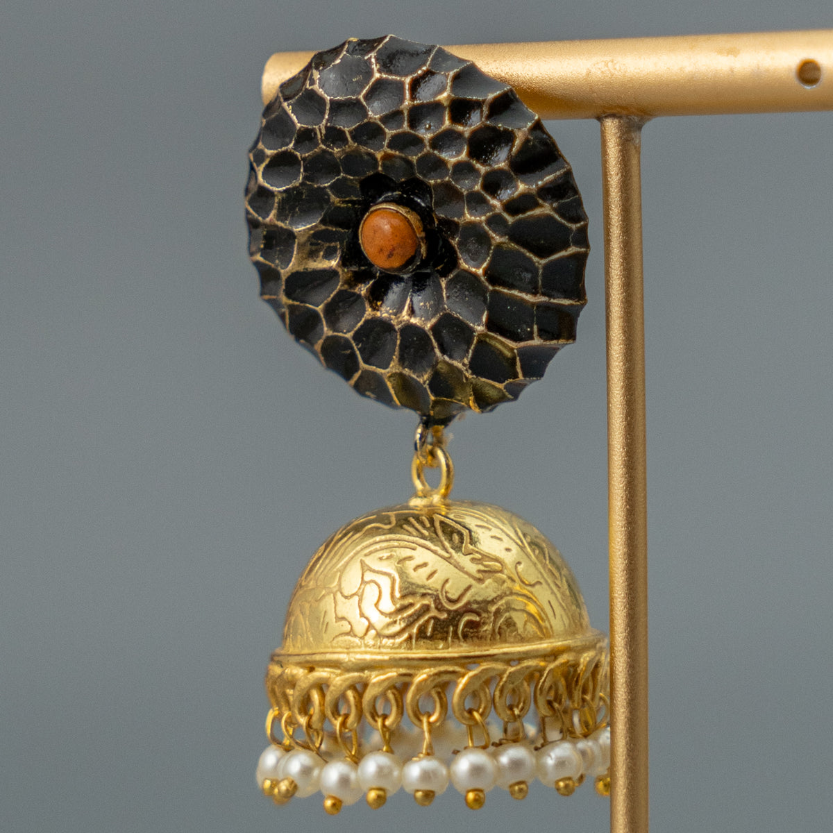 RAYCO HANDMADE AND HANDPAINTED GOLDTONED JHUMKA ER107