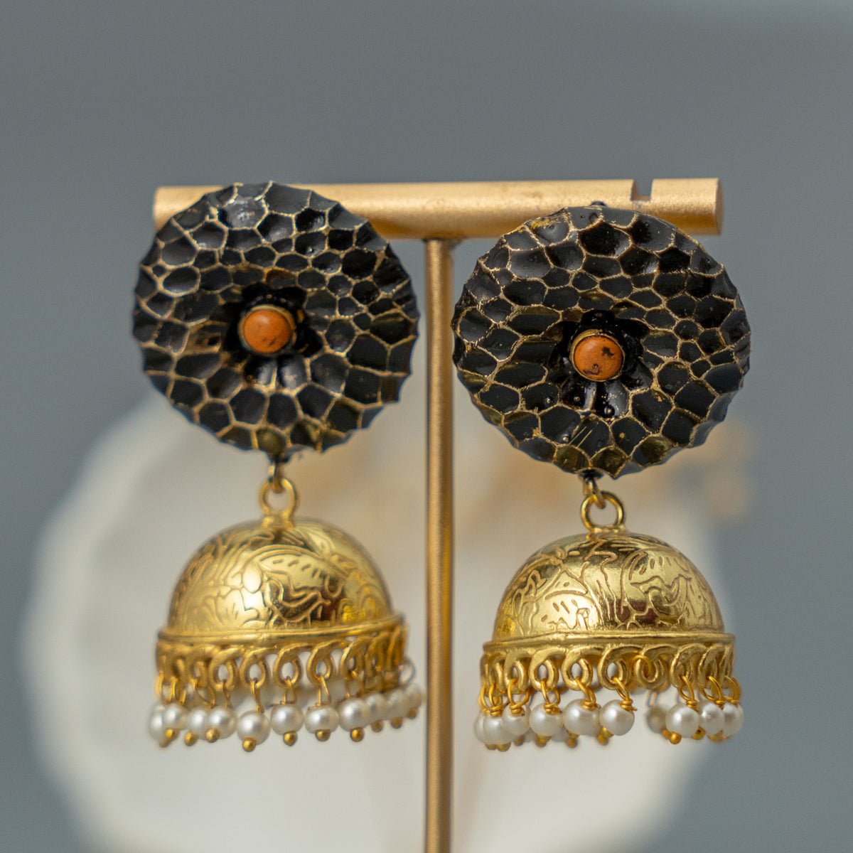 RAYCO HANDMADE AND HANDPAINTED GOLDTONED JHUMKA ER107