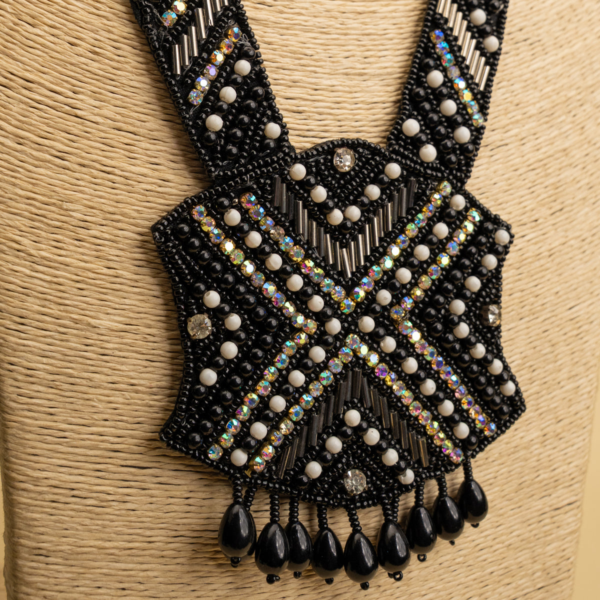 ORION FABRIC AND BEADS HANDMADE AND HANDSTICHED MALA/ NECKPIECE ML141