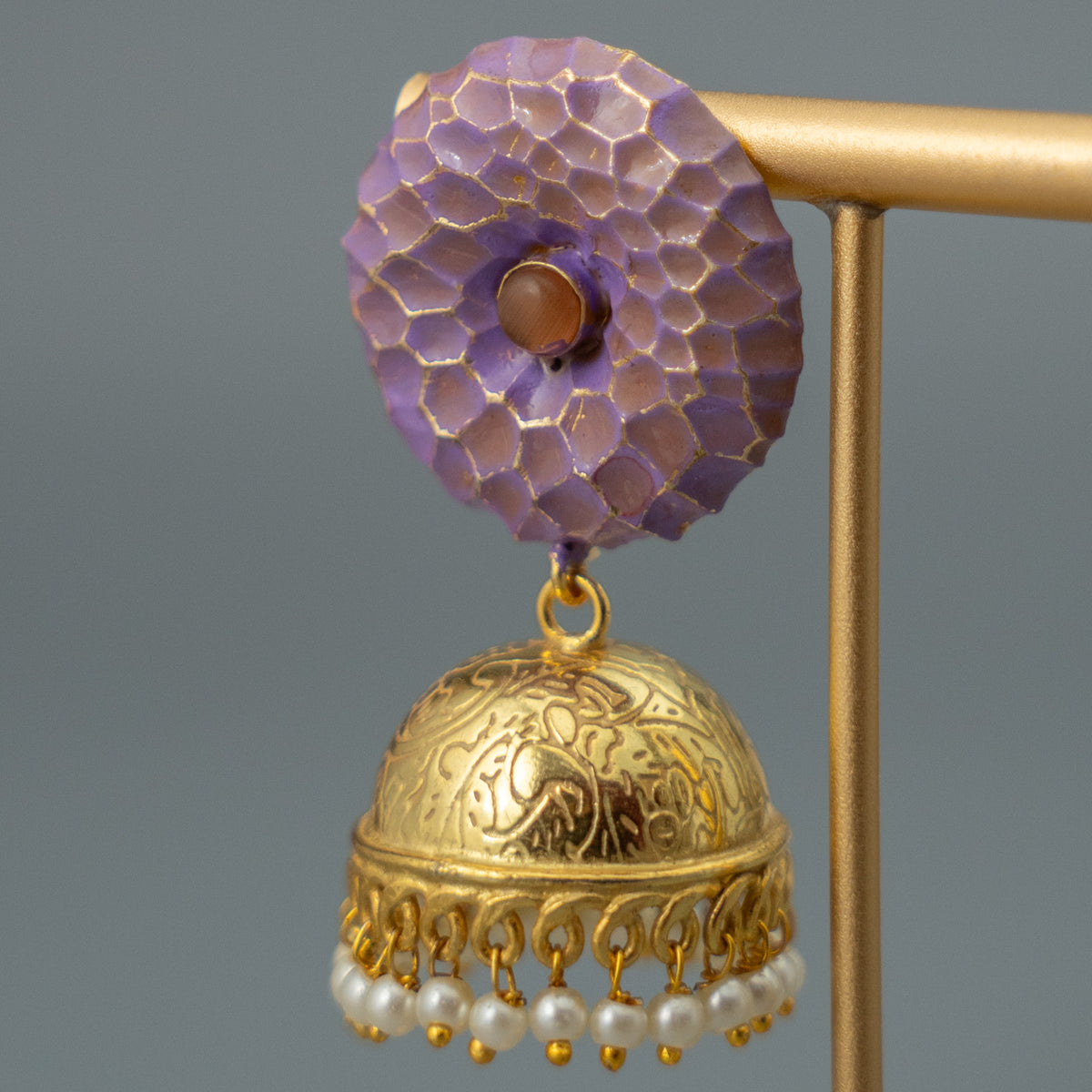 RAYCO HANDMADE AND HANDPAINTED GOLDTONED JHUMKA ER107