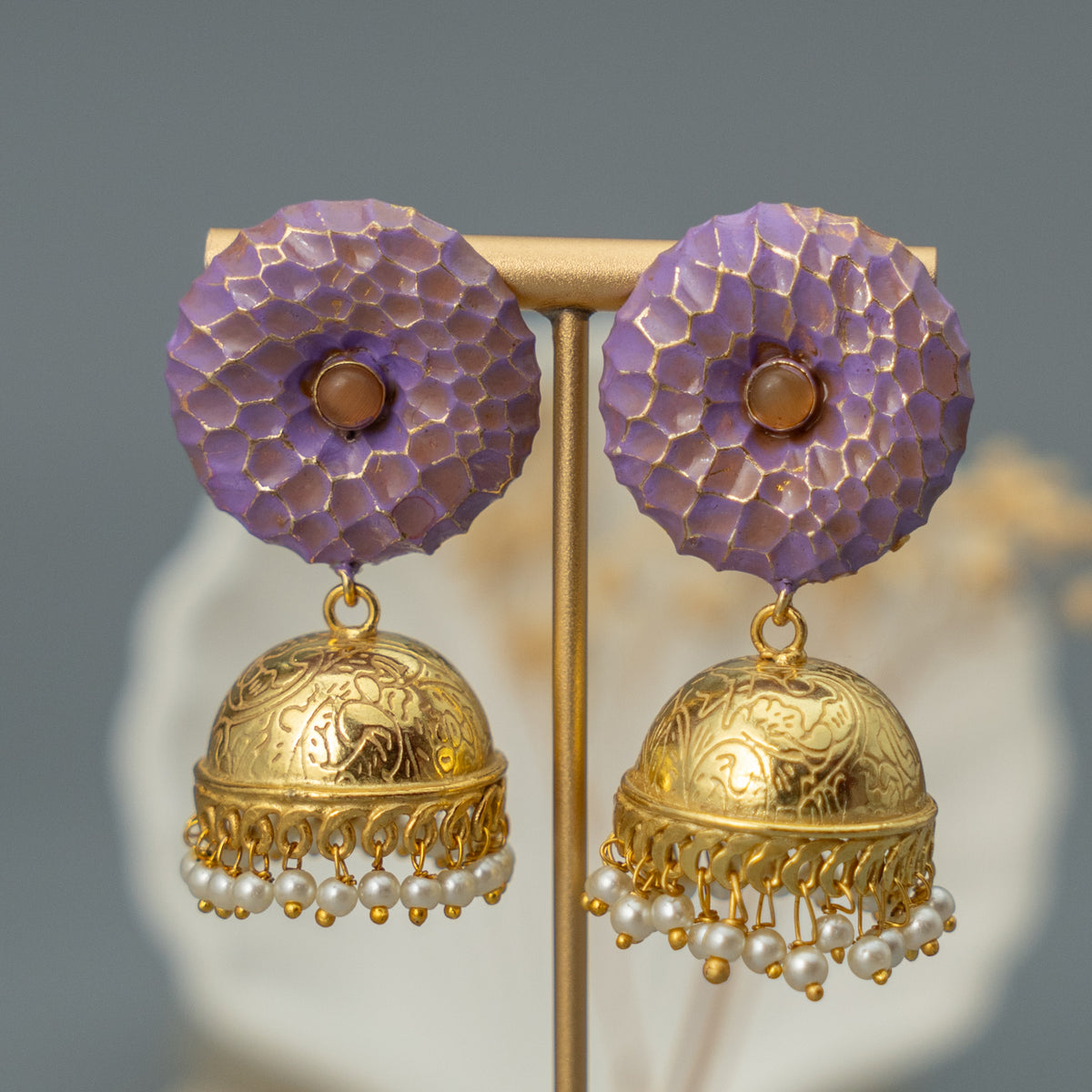 RAYCO HANDMADE AND HANDPAINTED GOLDTONED JHUMKA ER107