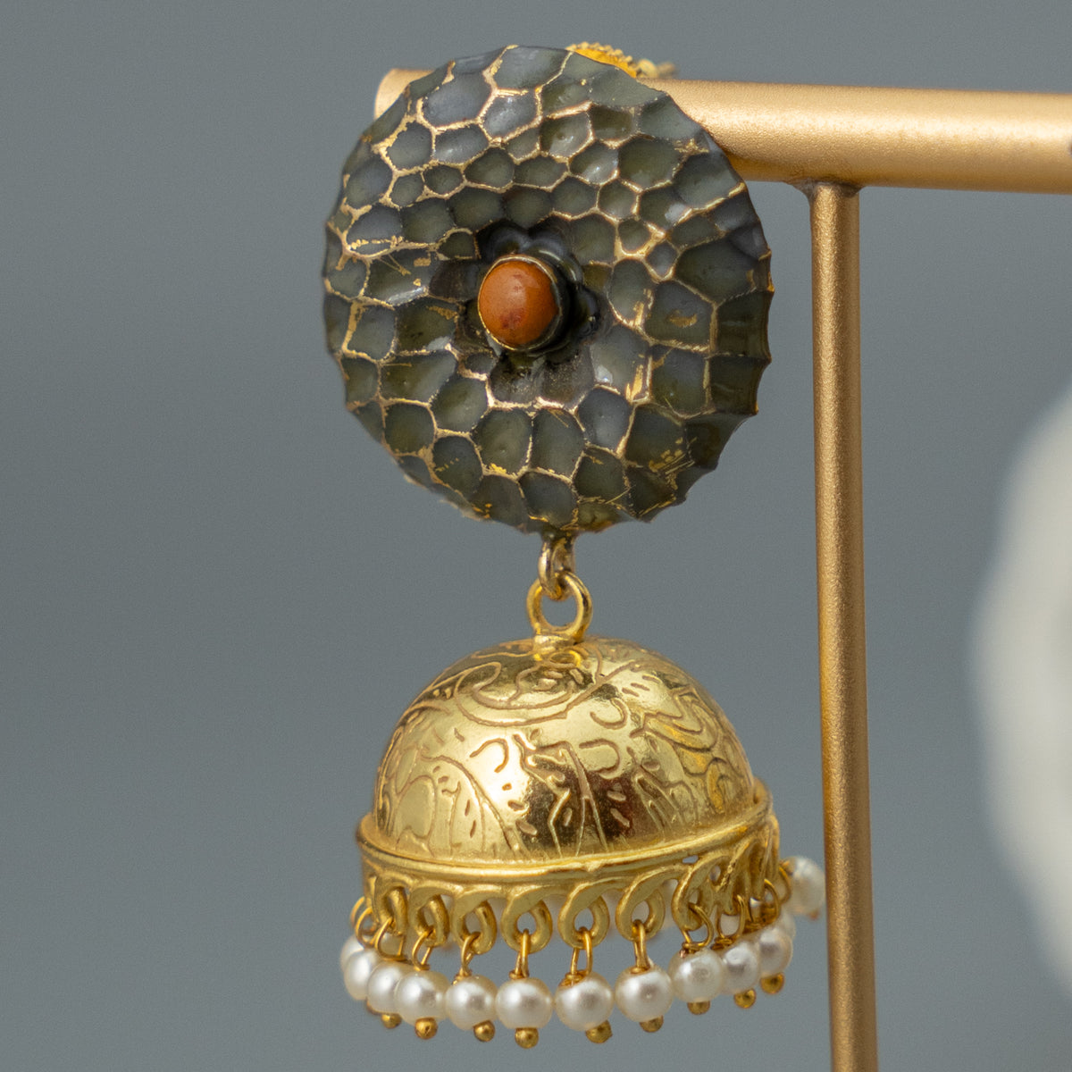 RAYCO HANDMADE AND HANDPAINTED GOLDTONED JHUMKA ER107