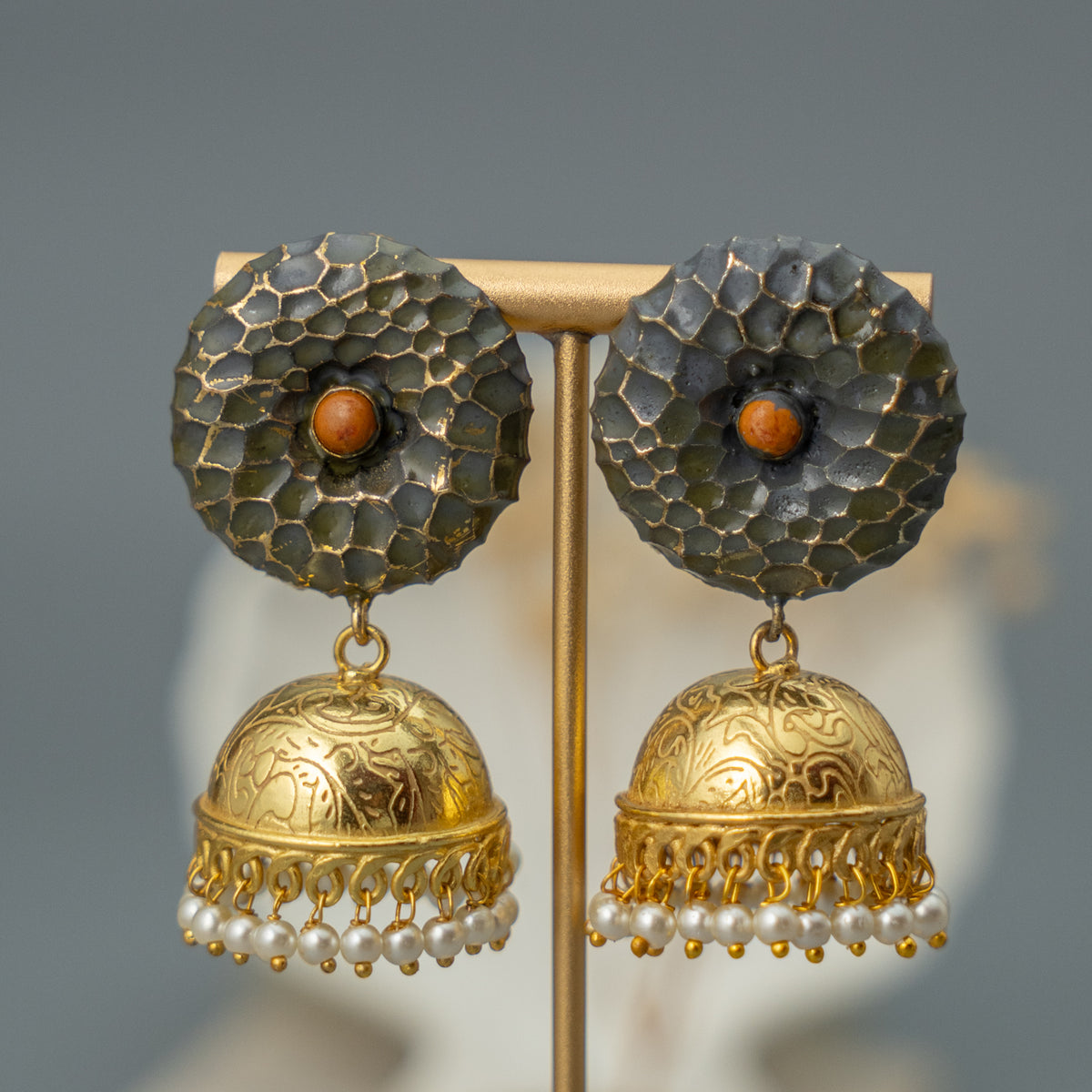 RAYCO HANDMADE AND HANDPAINTED GOLDTONED JHUMKA ER107