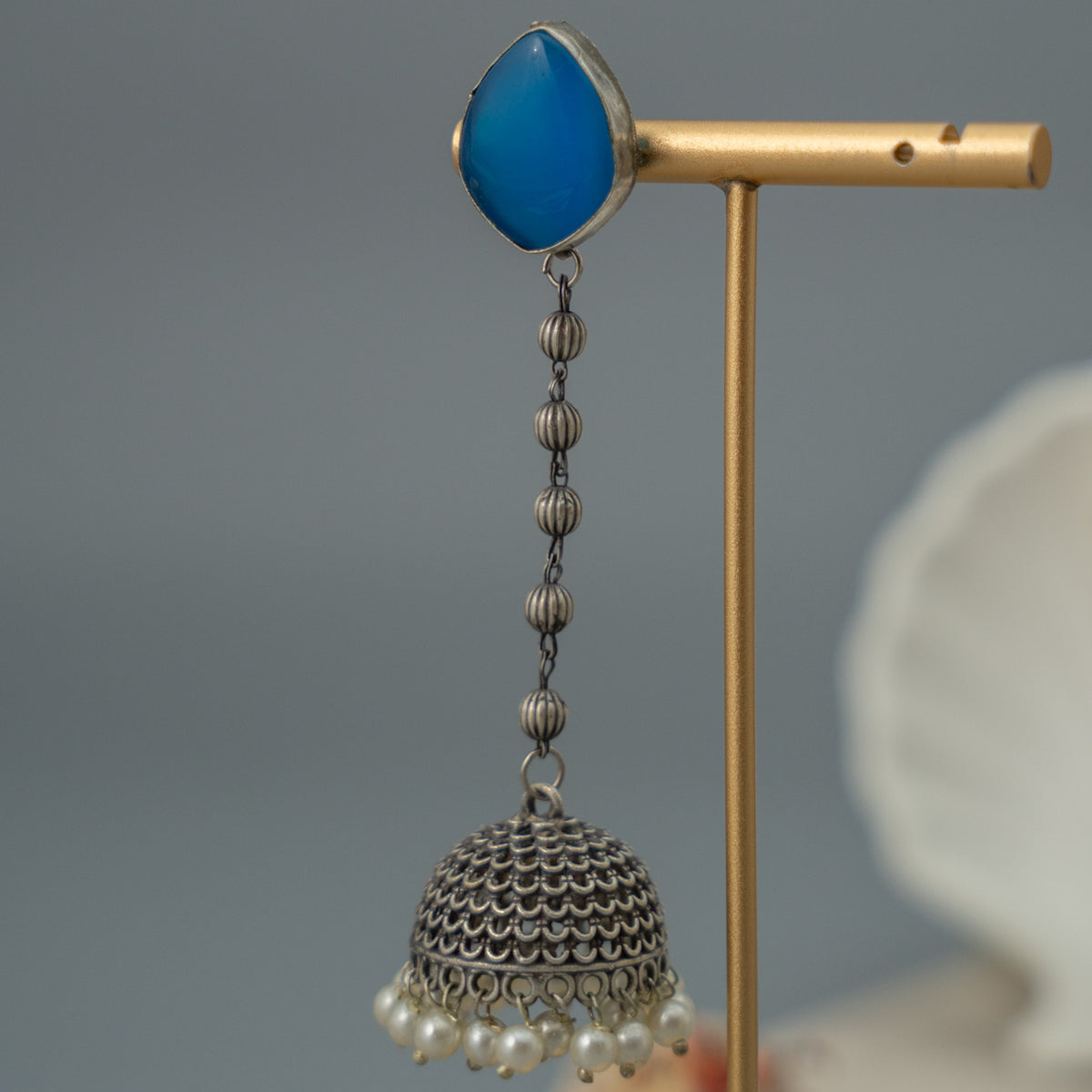 SIBI PIE SILVER LOOK ALIKE SEMI HANDMADE JHUMKA ER247