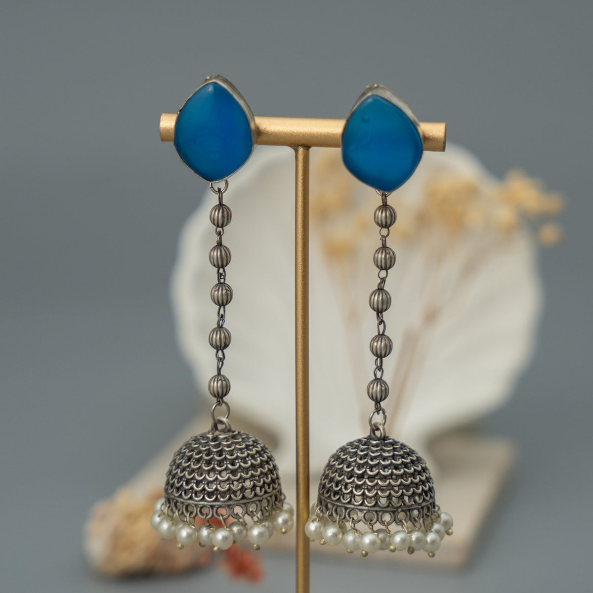 SIBI PIE SILVER LOOK ALIKE SEMI HANDMADE JHUMKA ER247