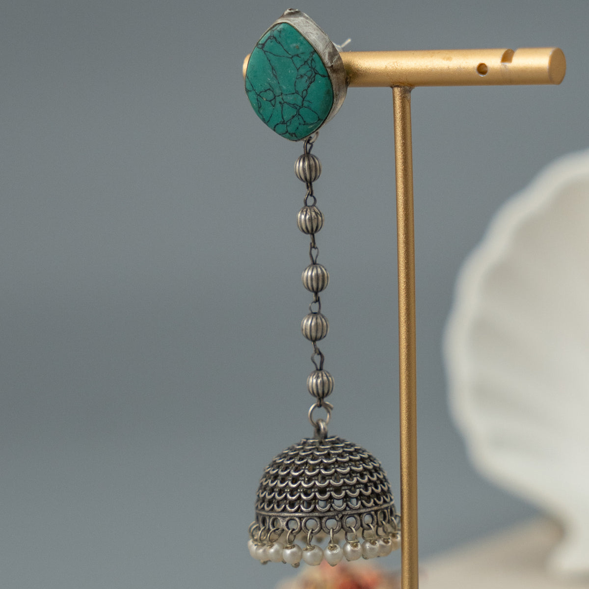 SIBI PIE SILVER LOOK ALIKE SEMI HANDMADE JHUMKA ER247