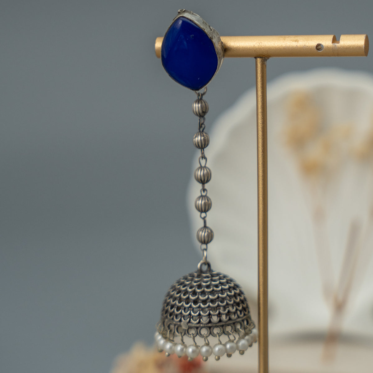 SIBI PIE SILVER LOOK ALIKE SEMI HANDMADE JHUMKA ER247