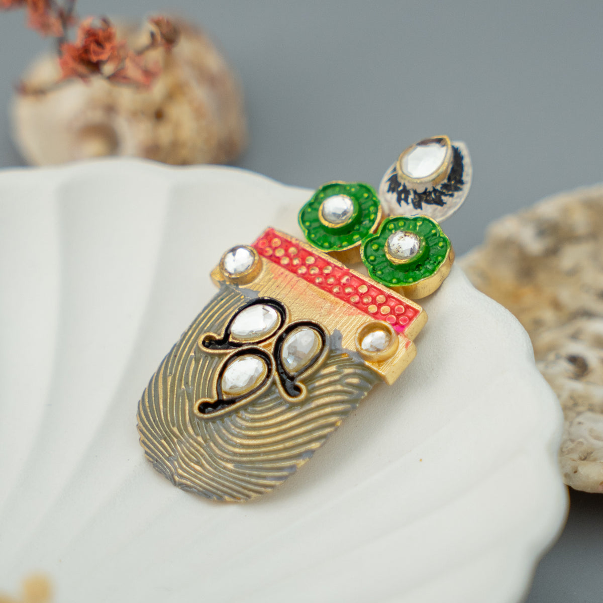 KEZIA SEMI HANDMADE PAINTED EARRING/STUD ER608