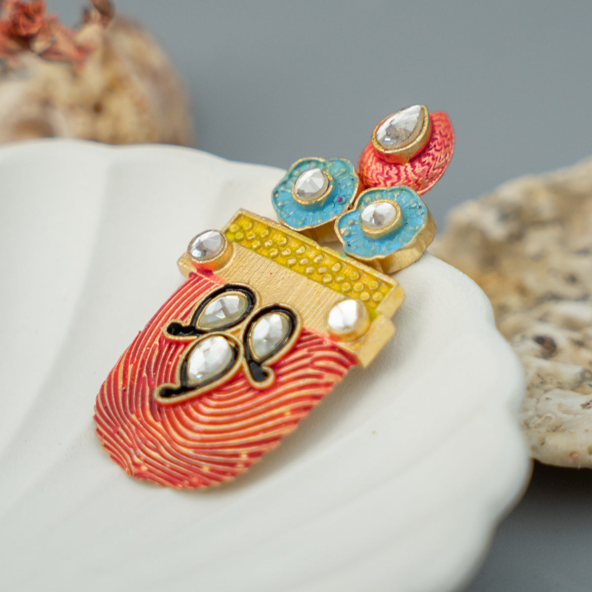 KEZIA SEMI HANDMADE PAINTED EARRING/STUD ER608