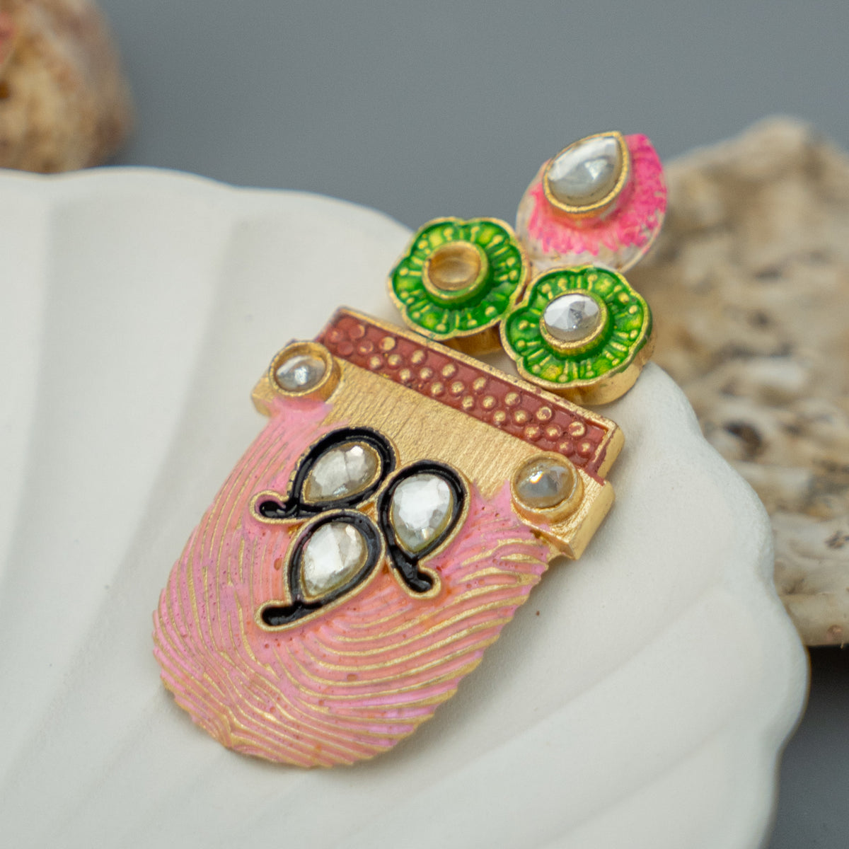 KEZIA SEMI HANDMADE PAINTED EARRING/STUD ER608