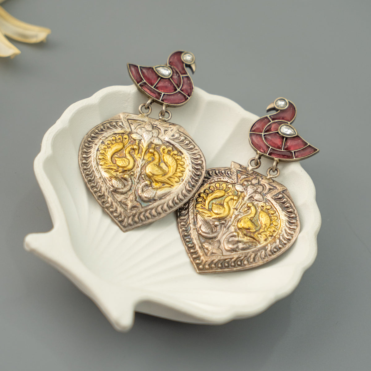 WINTA BIJOUX PREMIUM DUAL TONED HANDMADE NECKLACE/HASLI WITH EARRINGS CH509