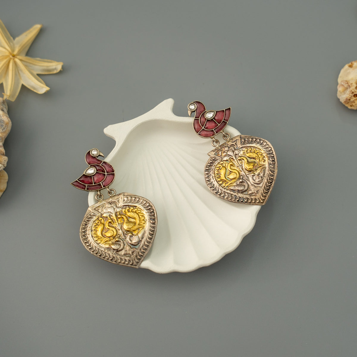 WINTA BIJOUX PREMIUM DUAL TONED HANDMADE NECKLACE/HASLI WITH EARRINGS CH509