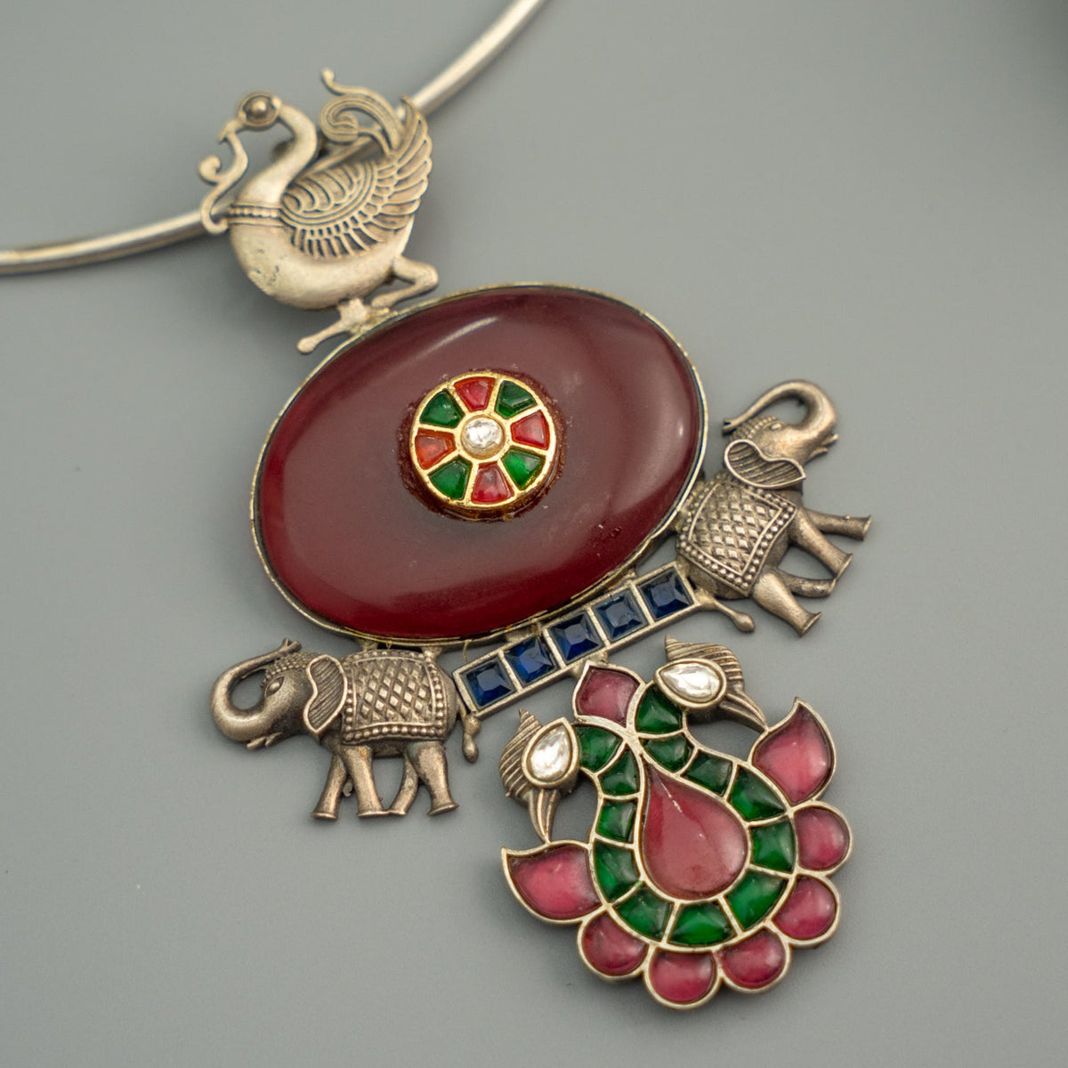 LUWAM BIJOUX PREMIUM DUAL TONED MONALISA HANDMADE NECKLACE/HASLI WITH EARRINGS CH505