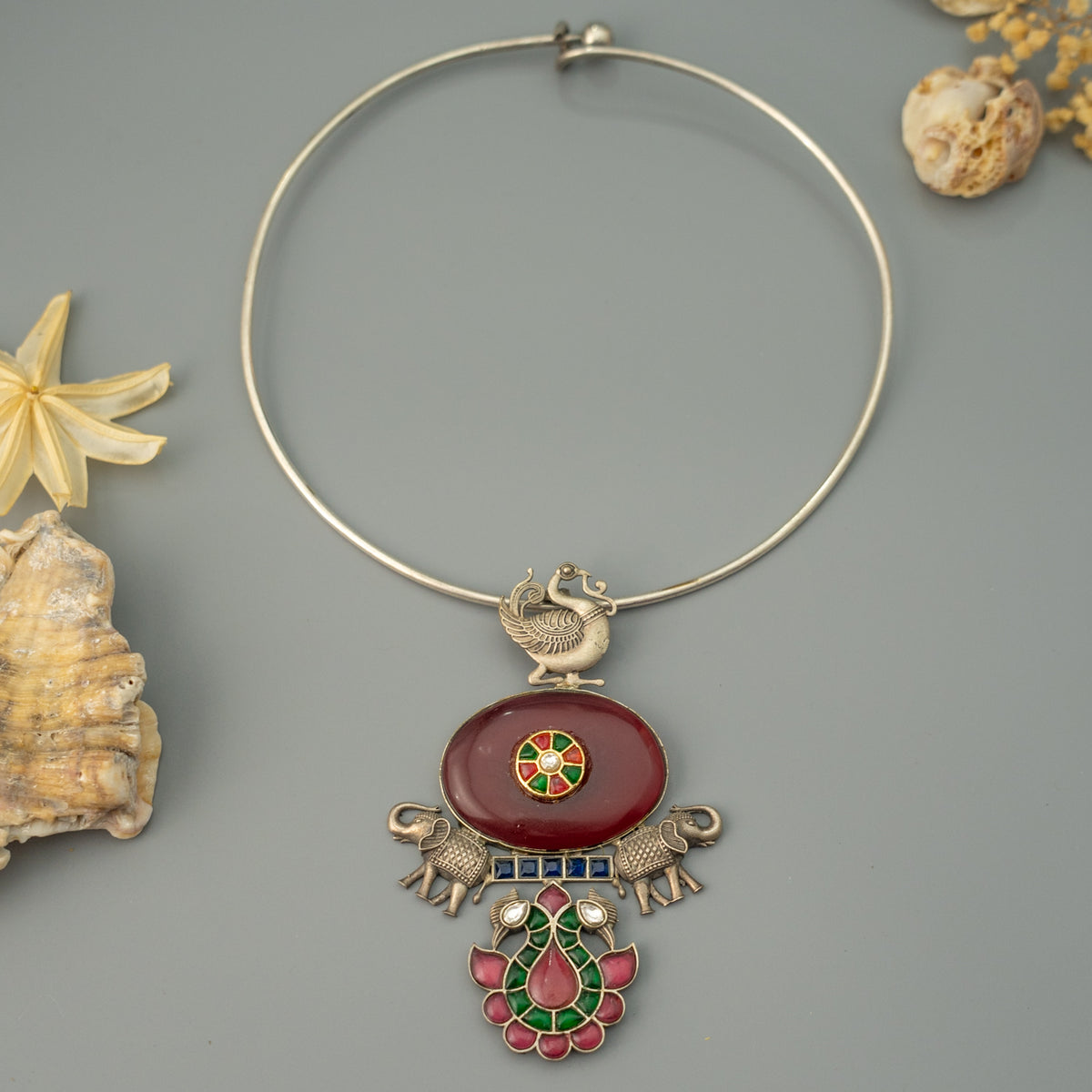 LUWAM BIJOUX PREMIUM DUAL TONED MONALISA HANDMADE NECKLACE/HASLI WITH EARRINGS CH505