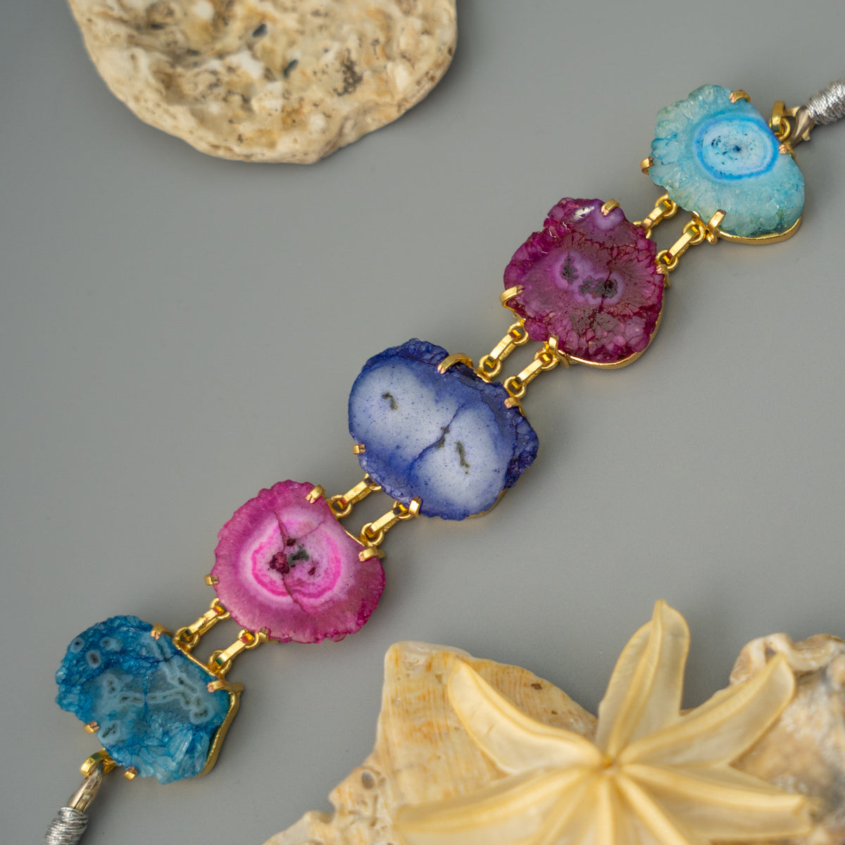 CHARLES HANDMADE NATURAL AGATE STONE, DRUZY,SUGAR STONE CHOKER CH483