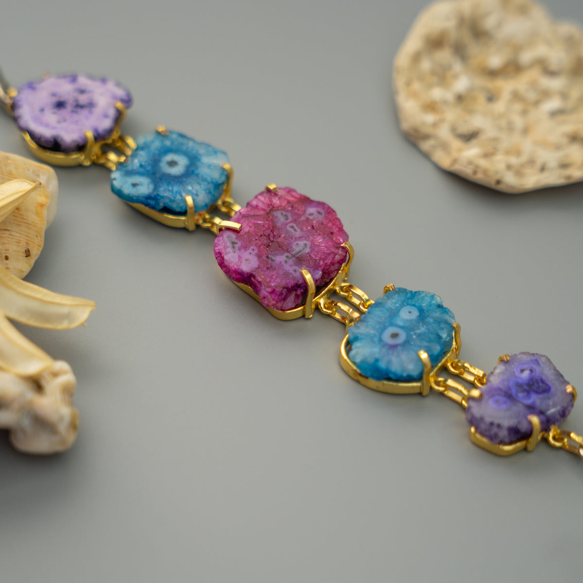 CHARLES HANDMADE NATURAL AGATE STONE, DRUZY,SUGAR STONE CHOKER CH483