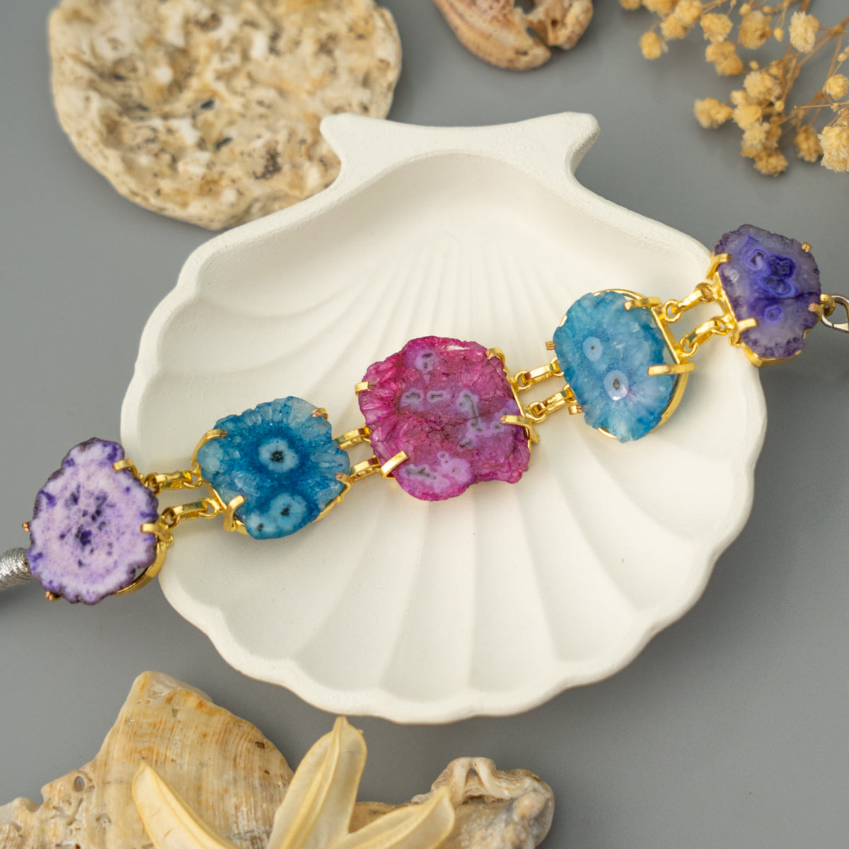 CHARLES HANDMADE NATURAL AGATE STONE, DRUZY,SUGAR STONE CHOKER CH483