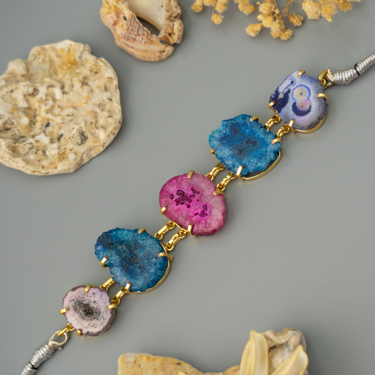 CHARLES HANDMADE NATURAL AGATE STONE, DRUZY,SUGAR STONE CHOKER CH483