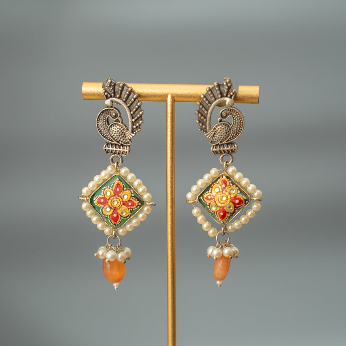 FANG BIJOUX PREMIUM AND EXCLUSIVE FAUX SILVER SEMI HANDMADE CHOKER WITH EARRINGS CH409