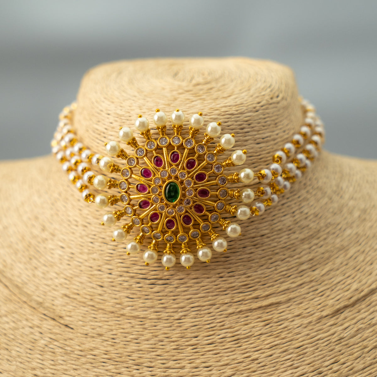 EKTA GOLD TONED CHOKER WITH EARRINGS CH327