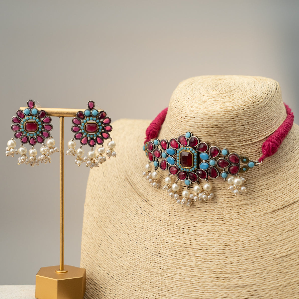 SHYLA BIJOUX PREMIUM AND EXCLUSIVE RUSTIC FINISH CHOKER WITH EARRINGS CH134