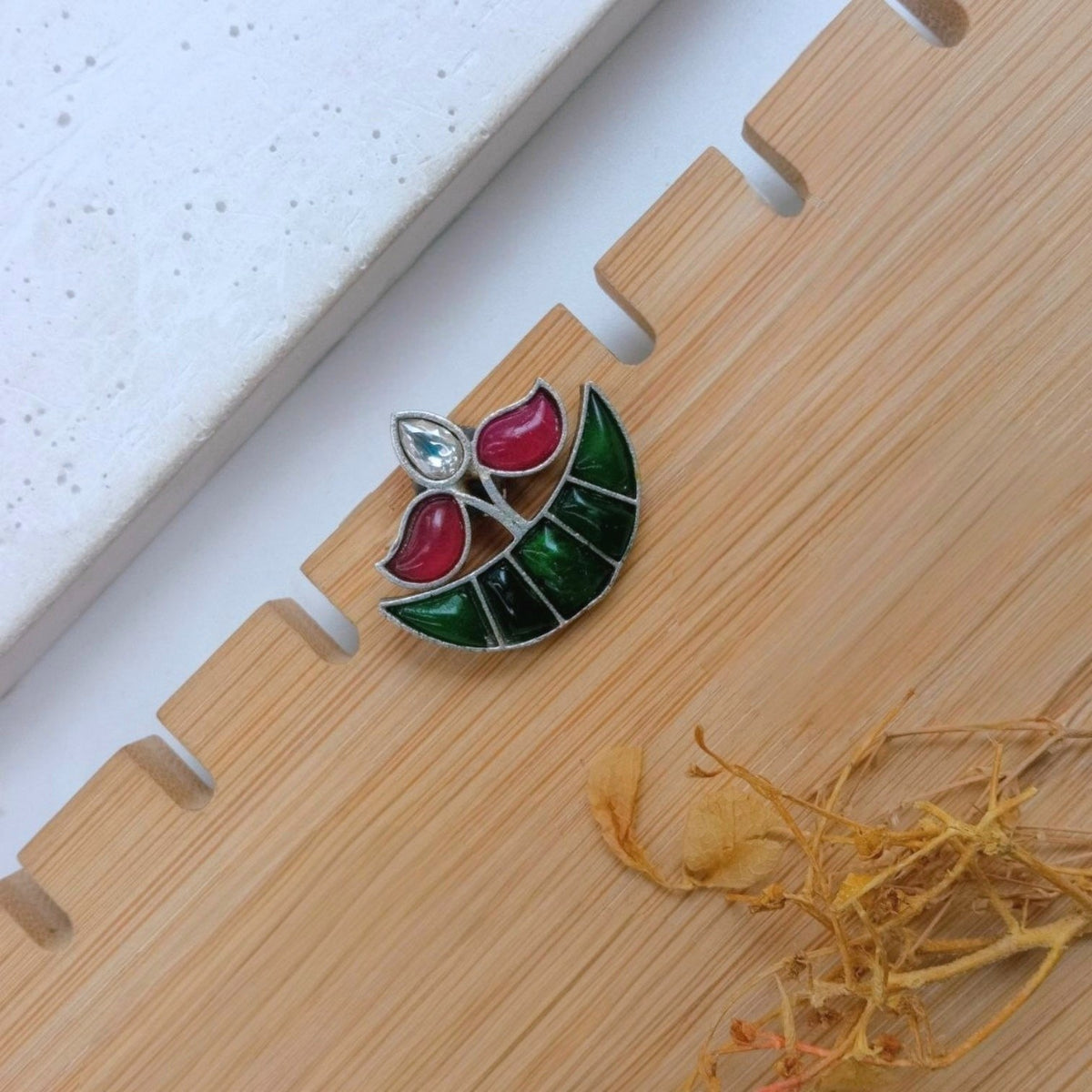 LIMA FAUX SILVER SEMI HANDMADE STUDS EARRINGS ER679