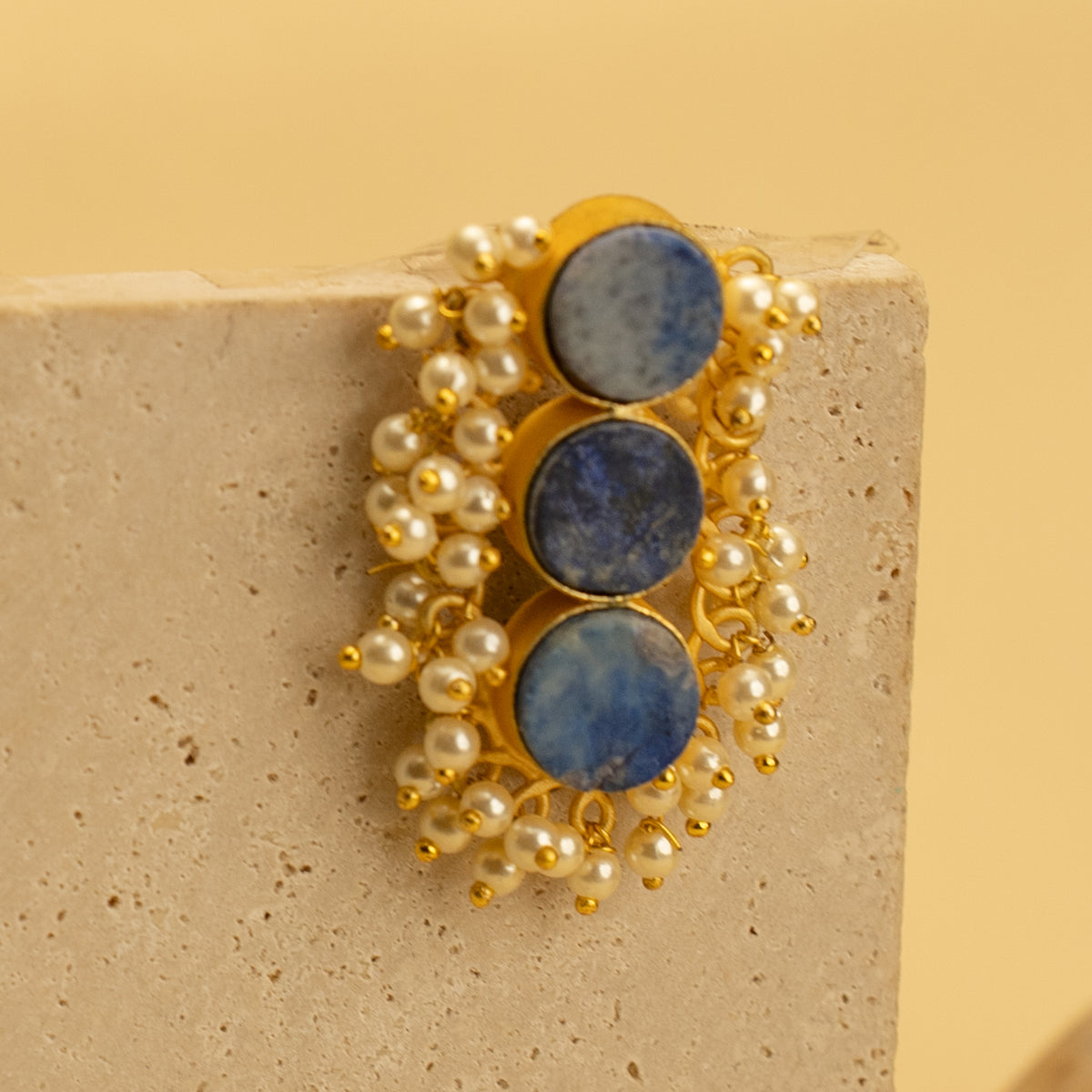 ISHITA RUSTIC AND RAW ANTIQUE FINISH HANDMADE NATURAL STONE EARRINGS ER459