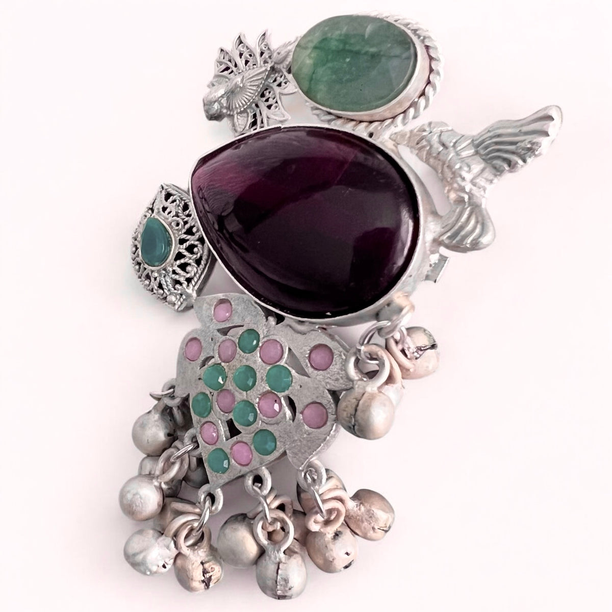 PALOMA PREMIUM HANDMADE NATURAL STONES SILVER POLISH RING R65