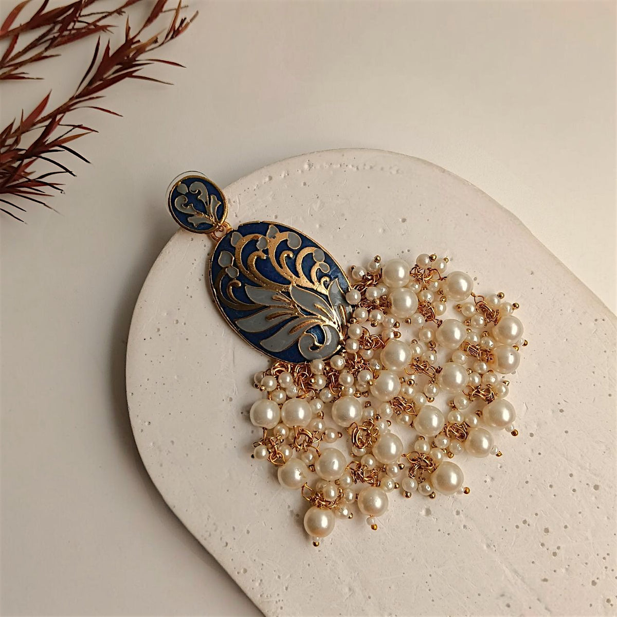 MOHANAKASH GOLD TONED MEENAKARI DANGLER / EARRINGS ER443