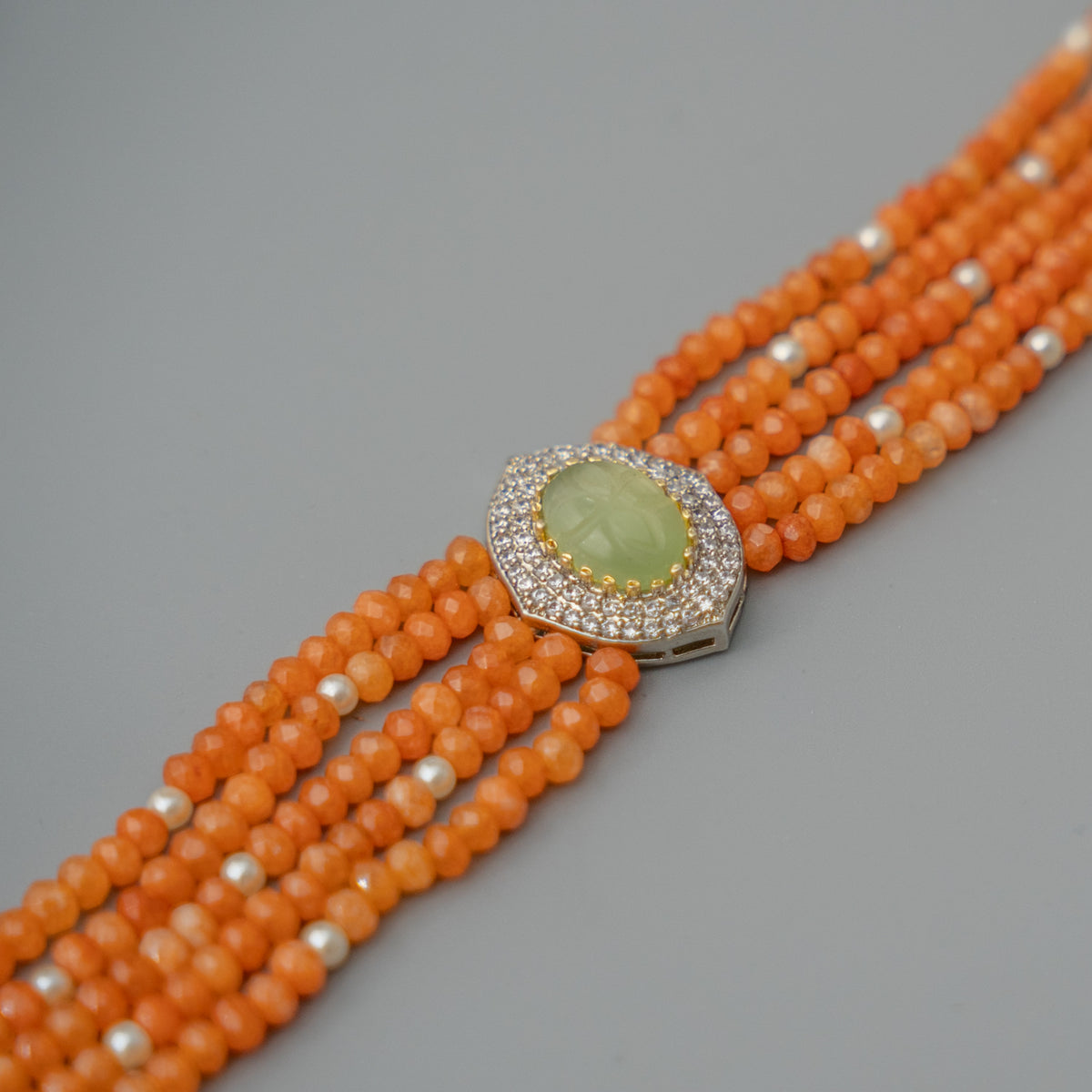 ARLO BIJOUX PREMIUM HANDMADE ONEX BEADS ZIRCON AND CARVING STONE CHOKER CH407