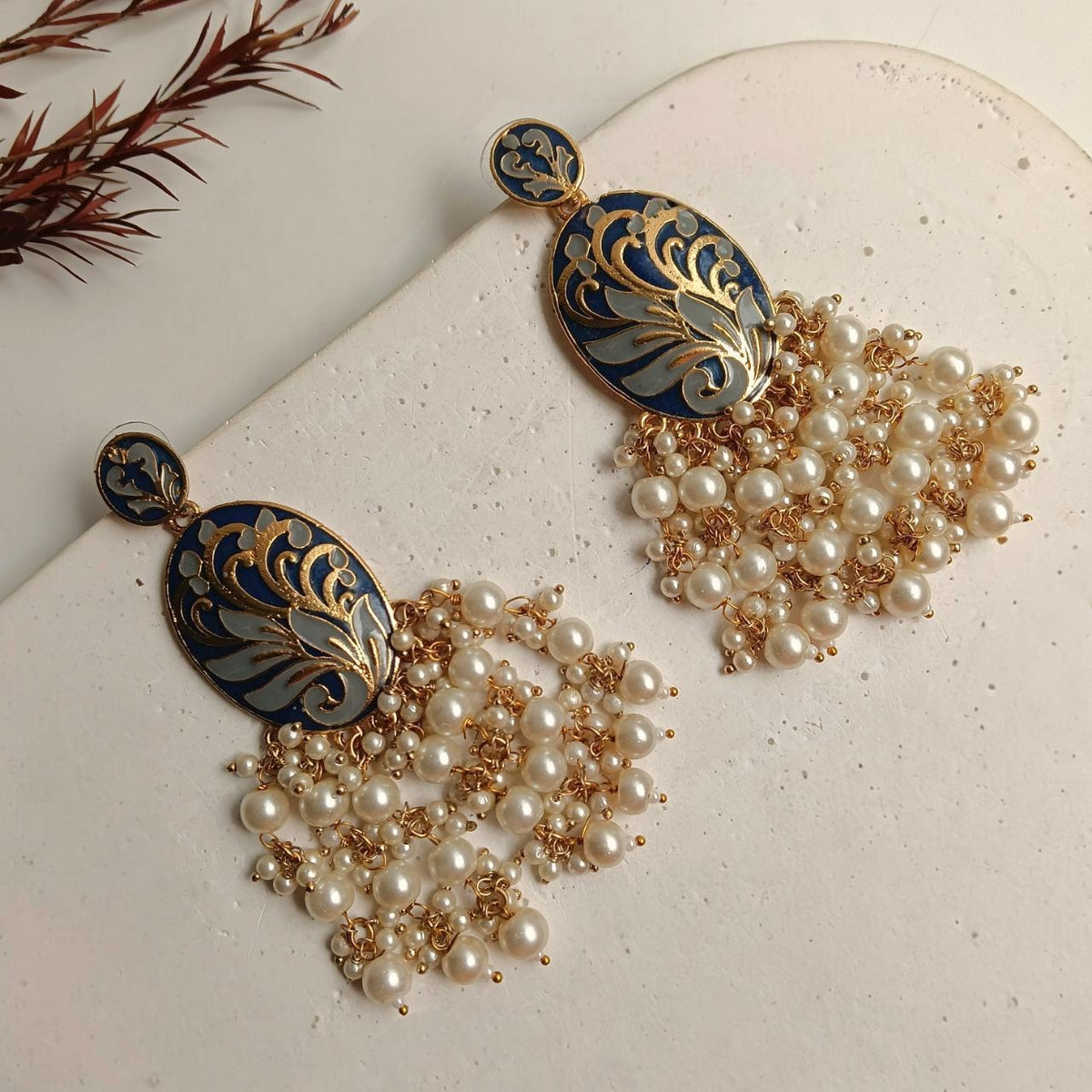 MOHANAKASH GOLD TONED MEENAKARI DANGLER / EARRINGS ER443