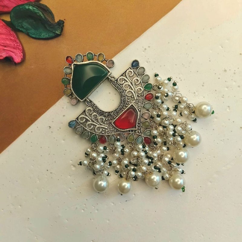 RILEY SEMI HANDMADE OXIDIZED DANGLER EARRING ER374