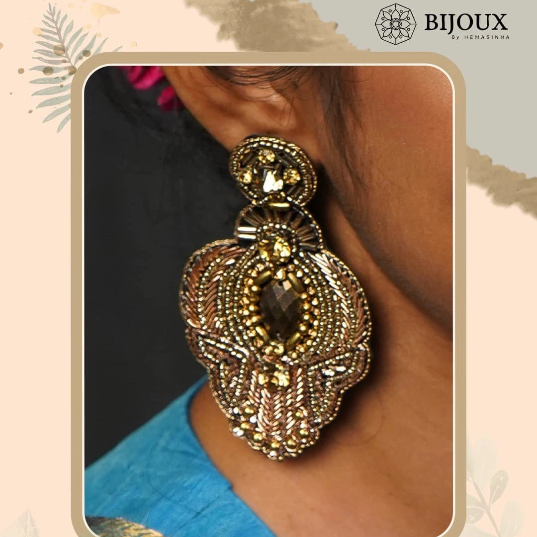 DAFANI FABRIC AND BEADS HANDMADE  EARRINGS/DANGLER ER545