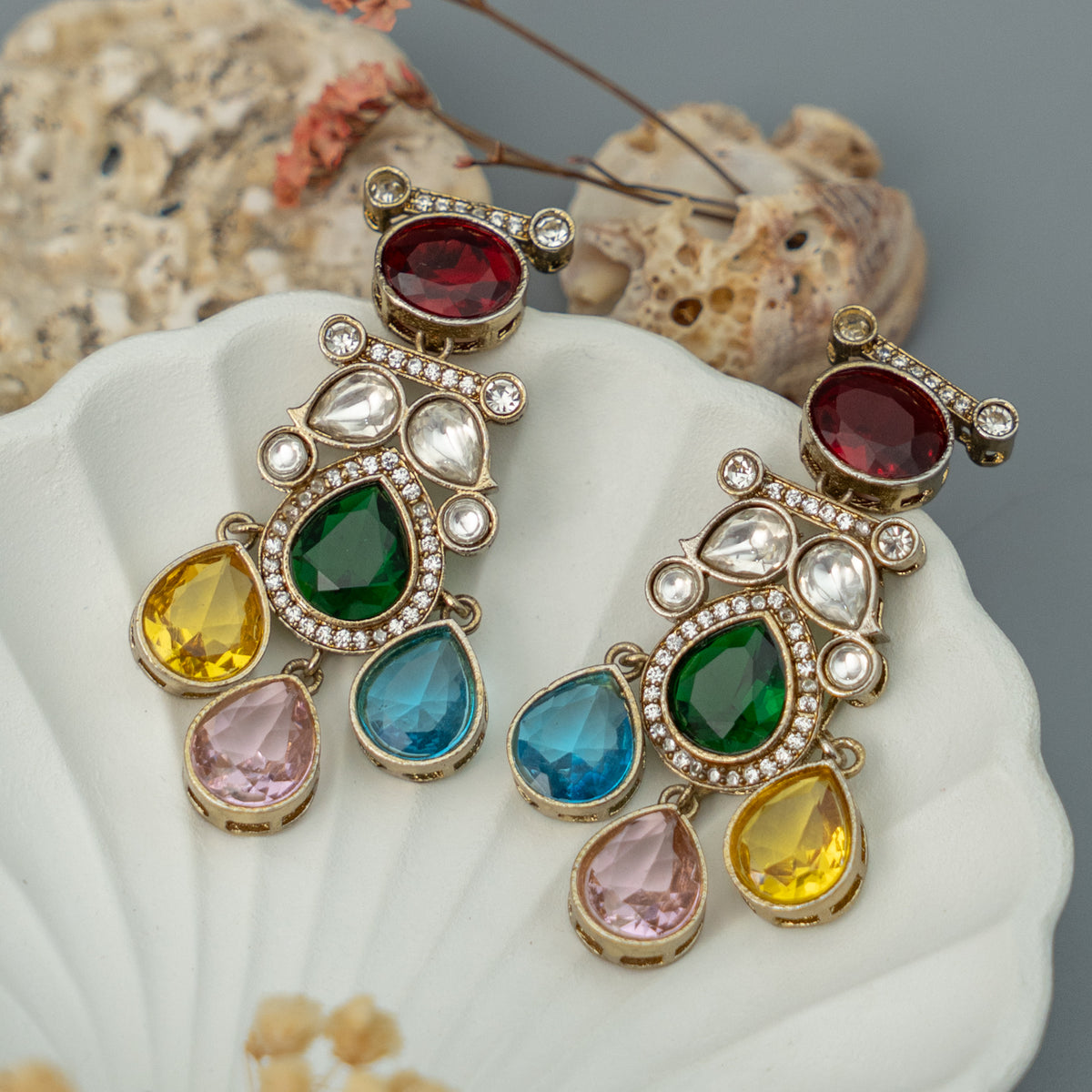 NOHA VISUAL PREMIUM SEMI HANDMADE VICTORIAN EARRINGS/DANGLER ER919